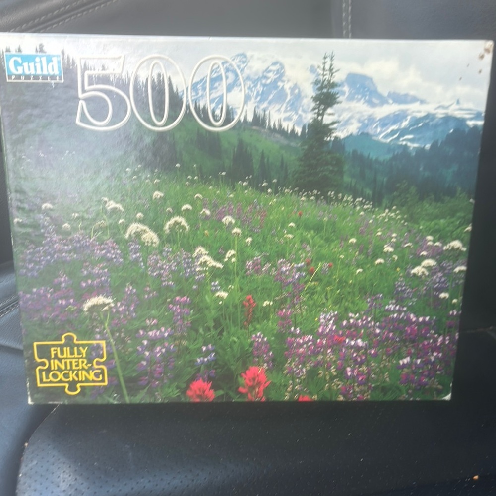 Guild 500-Piece Wildflower Mountain Puzzle - Purple & Green